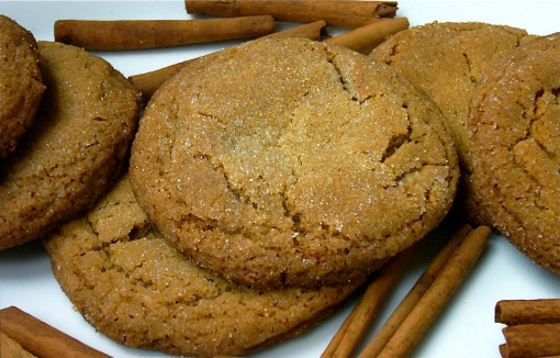 Spiced Ginger Cookies with cinnamon stick garnish